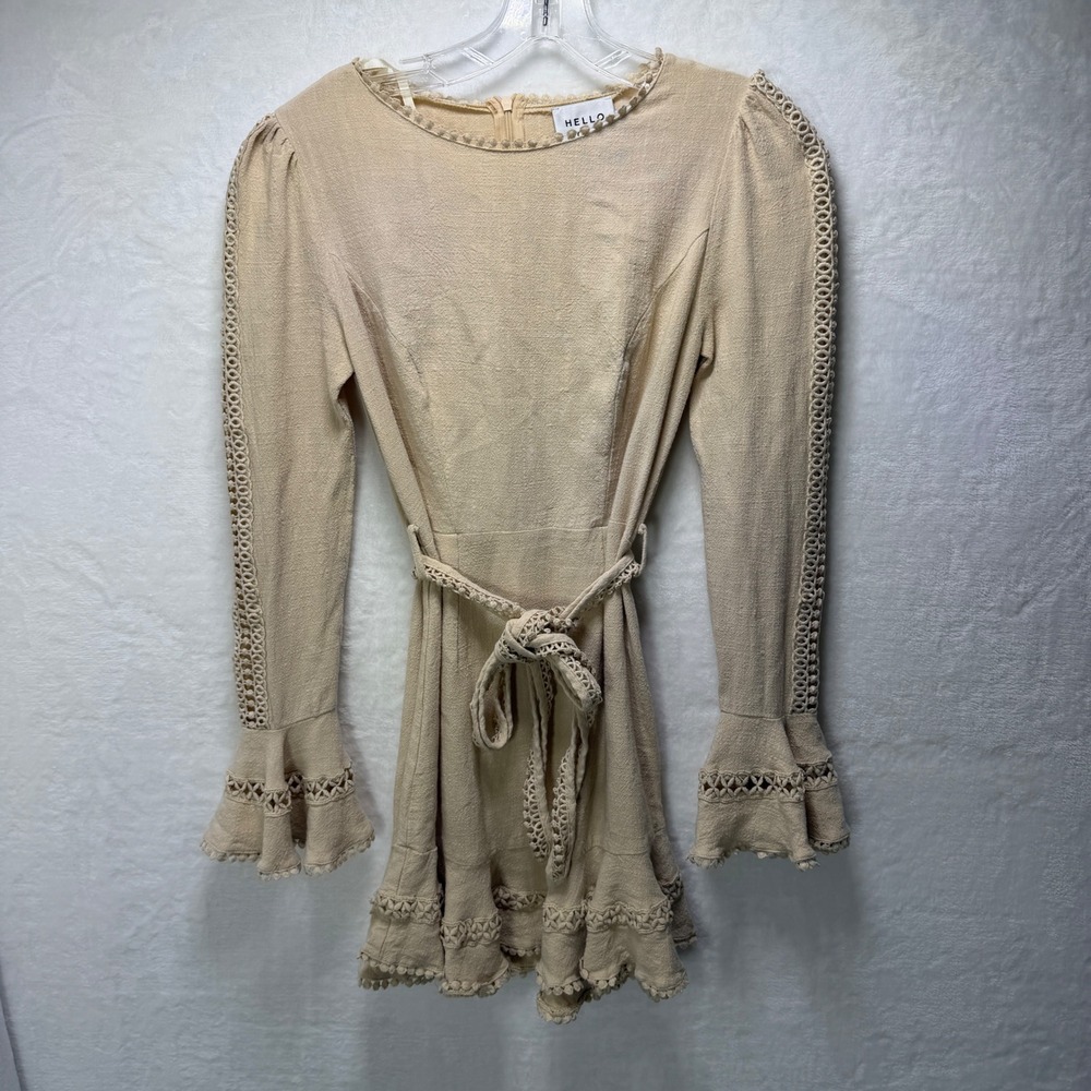 Hello Molly‎ Beige 100% Linen Saints & Secrets Mini Dress
